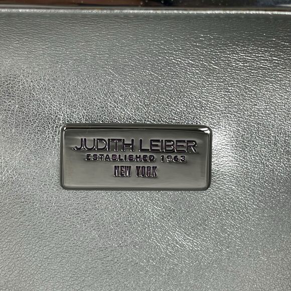 Judith Leiber Crystal Slide Lock Box Minaudiere Clutch Bag Navy Silver - Picture 11 of 13